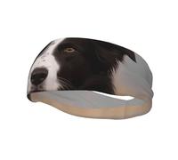 Men's Headbands Sport Sweatbands Moisture Wicking Wide Sweatband Stretchy Performance Headband Border Collie Wrist Bands Unisex Hairband Running Head Band for Men
