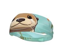 Men's Headbands Sport Sweatbands Moisture Wicking Wide Sweatband Stretchy Performance Headband Cartoon Cute Otter Wrist Bands Unisex Hairband Running Head Band for Men