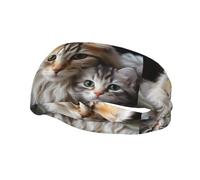 Men's Headbands Sport Sweatbands Moisture Wicking Wide Sweatband Stretchy Performance Headband Cats Mom and Baby Wrist Bands Unisex Hairband Running Head Band for Men