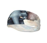Men's Headbands Sport Sweatbands Moisture Wicking Wide Sweatband Stretchy Performance Headband Cute Elephant Play Bubbles Wrist Bands Unisex Hairband Running Head Band for Men
