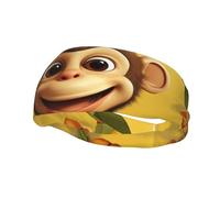 Men's Headbands Sport Sweatbands Moisture Wicking Wide Sweatband Stretchy Performance Headband Cute Funny Animal Monkey Banana Wrist Bands Unisex Hairband Running Head Band for Men