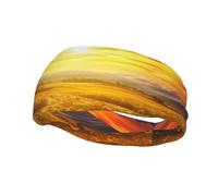Men's Headbands Sport Sweatbands Moisture Wicking Wide Sweatband Stretchy Performance Headband Dreamlike Sunset of A Sunflower Field Wrist Bands Unisex Hairband Running Head Band for Men