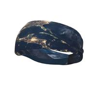 Men's Headbands Sport Sweatbands Moisture Wicking Wide Sweatband Stretchy Performance Headband Earth from The Outer Space Wrist Bands Unisex Hairband Running Head Band for Men