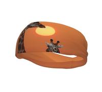 Men's Headbands Sport Sweatbands Moisture Wicking Wide Sweatband Stretchy Performance Headband Giraffe at Sunset Wrist Bands Unisex Hairband Running Head Band for Men
