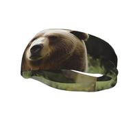 Men's Headbands Sport Sweatbands Moisture Wicking Wide Sweatband Stretchy Performance Headband Hi Bear Sit on The Lawn Wrist Bands Unisex Hairband Running Head Band for Men