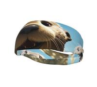 Men's Headbands Sport Sweatbands Moisture Wicking Wide Sweatband Stretchy Performance Headband Lovely Sea Otter Wrist Bands Unisex Hairband Running Head Band for Men