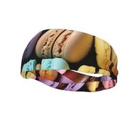 Men's Headbands Sport Sweatbands Moisture Wicking Wide Sweatband Stretchy Performance Headband Macaron Biscuit Flavored Pastries Wrist Bands Unisex Hairband Running Head Band for Men