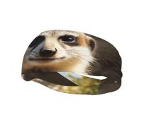 Men's Headbands Sport Sweatbands Moisture Wicking Wide Sweatband Stretchy Performance Headband Meerkat Animal Wrist Bands Unisex Hairband Running Head Band for Men