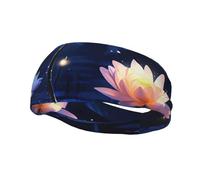 Men's Headbands Sport Sweatbands Moisture Wicking Wide Sweatband Stretchy Performance Headband Night Flowers Wrist Bands Unisex Hairband Running Head Band for Men
