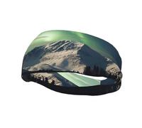 Men's Headbands Sport Sweatbands Moisture Wicking Wide Sweatband Stretchy Performance Headband Northern Aurora Night Wrist Bands Unisex Hairband Running Head Band for Men
