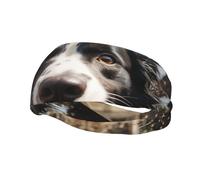 Men's Headbands Sport Sweatbands Moisture Wicking Wide Sweatband Stretchy Performance Headband Pastor Border Collie Wrist Bands Unisex Hairband Running Head Band for Men