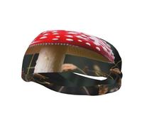 Men's Headbands Sport Sweatbands Moisture Wicking Wide Sweatband Stretchy Performance Headband Red and White Mushroom Wrist Bands Unisex Hairband Running Head Band for Men