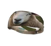 Men's Headbands Sport Sweatbands Moisture Wicking Wide Sweatband Stretchy Performance Headband Sheep Animal Wrist Bands Unisex Hairband Running Head Band for Men