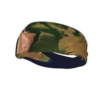 Men's Headbands Sport Sweatbands Moisture Wicking Wide Sweatband Stretchy Performance Headband South America Satellite Image Wrist Bands Unisex Hairband Running Head Band for Men