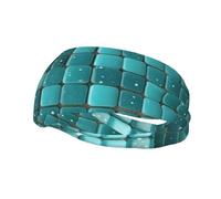 Men's Headbands Sport Sweatbands Moisture Wicking Wide Sweatband Stretchy Performance Headband Turquoise Small Dot Tiles Wrist Bands Unisex Hairband Running Head Band for Men