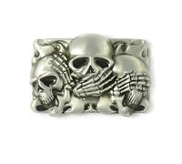 Mens Hear No Evil, Speak No Evil, See No Evil Belt Buckle - Skull's Face's - Gothic Style Belt Buckle - Fit's Belts Up To 1.5" (40mm)