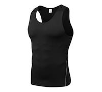Mens Heat Gear Compression Sleeveess T-Shirt Slimming Body Shaper Vest Workout Tank Top Abs Abdomen Undershirts (UK, Alpha, S, Regular, Regular, Standard, Black)
