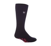 Mens Heat Holders Extra Warm Thermal Slipper Socks (2.3 Tog), Black & Red, UK 6-11 EURO 39-45