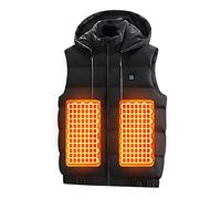 Mens Heated Gilet with Hood USB Charging Electric Heated Vest with 9 Heated Zones Heated Body Warmer Heated Waistcoat 3 Levels Electric Coat Electrically Cold Weather Heated Outerwear Warm Clothing