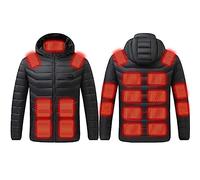 Mens Heated Jacket UK Clearance Heated Hoodie Winter Warm Heated Body Warmer Black Hooded Jacket Heated Clothing Heated Coat for Outdoor Camping Riding Hiking Unisex S-6XL