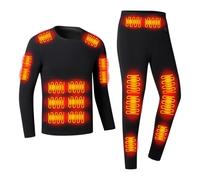 Men's Heated Underwear Set Thermal Base Layer with 42 Heating Zones Fleece Lined Heated Jumper and Heated Leggings Heated Long Johns USB Charging Electric Body Warmer Heated Sleepwear Loungewear