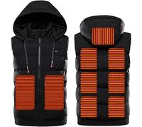 Mens Heated Vest USB Rechargeable Lightweight Warm Gilets with Removable Hood Bodywarmer Heating Jackets Black L