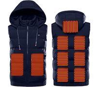 Mens Heated Vest USB Rechargeable Lightweight Warm Gilets with Removable Hood Bodywarmer Heating Jackets Navy XL