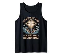 Mens Heaven is My Home Faith Praying Cross Christian Bible Verse Tank Top