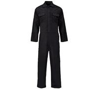 Mens Heavy Duty Boilersuit Regular Adults Workwear Boiler Suit Popper Front Coverall Elastic Waist Overall(Black Large)