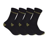 Men's Heavy Duty Construction Work Socks, Black with Yellow Reinforcement, Crew Thermal Comfortable Cushion Cotton Sole work Socks (UK, Numeric, 6, 11, Regular, Regular, 5, Black(Yellow Heel & Toe))