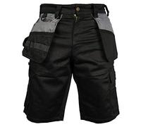Men's Heavy Duty Work Shorts, Multi-Pocket Cargo Combat Durable Hard Wearing Workwear for Outdoor Safety Black & Grey Shorts UK Waist Size 30-50, 44