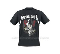 Men's Heavy Metal Graphic 100% Cotton 180gsm Black Band Tee with Metallic Skull & Lightning Bolt Print T Shirt