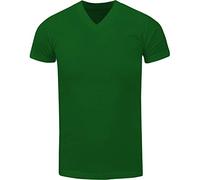 Men's Heavyweight Cotton T Shirt - Basic 6.2 Ounce Short Sleeve V Neck Plain Tee Top Tshirts Regular Big and Tall Size, Kelly Green, Large