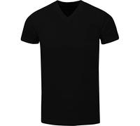 Men's Heavyweight Cotton T Shirt - Basic 6.2 Ounce Short Sleeve V Neck Plain Tee Top Tshirts Regular Big and Tall Size, Black, XXL