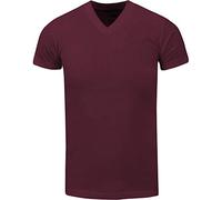 Men's Heavyweight Cotton T Shirt - Basic 6.2 Ounce Short Sleeve V Neck Plain Tee Top Tshirts Regular Big and Tall Size, Burgundy, XXXXXL