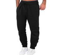 Mens Heavyweight Fleece Joggers Sweatpants Baggy Sweat Pants Elastic Waist Drawstring Jogging Bottoms Lounge Trousers Autumn and Winter Casual Tapered Workout Gym Pants Black