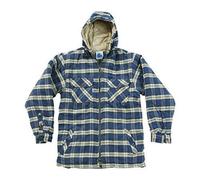Mens Heavyweight Warm Hooded Check Sherpa Fleece Lined Fur Shirt Penarth Jacket Hoodie Full Zip Superior Premium Weight Hardwearing Toggle Adjuster To Hood Blue Castle Designed By Tuff Stuff Suitable For Work Leisure Workwear Outerwear Walking Countrywear Blue XXXL