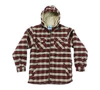 Mens Heavyweight Warm Hooded Check Sherpa Fleece Lined Fur Shirt Penarth Jacket Hoodie Full Zip Superior Premium Weight Hardwearing Toggle Adjuster To Hood Blue Castle Designed By Tuff Stuff Suitable For Work Leisure Workwear Outerwear Walking Countrywear Red S