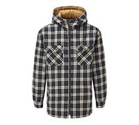 Mens Heavyweight Warm Hooded Check Sherpa Fleece Lined Fur Shirt Penarth Jacket Hoodie Full Zip Superior Premium Weight Hardwearing Toggle Adjuster To Hood Blue Castle Designed By Tuff Stuff Suitable For Work Leisure Workwear Outerwear Walking Countrywear Blue XL