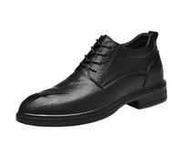 Men's Height Increase 2.3 Inch Dress Shoes Leather Autumn Casual Formal Inner Lift British Style Wedding Oxfords Elevator Footwear for Business Daily Comfort(6 UK) Black