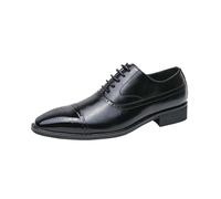 Men's Height Increase Tuxedo Dress Shoes French Leather Lace Up Pointed Toe Formal Business Oxford(Negro,7.5 UK)