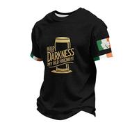 Men's Hello Darkness My Old Friend Shirt Irish Beer Top Short Sleeves O Neck Hello Darkness My Old Friend St. Patrick's Day Shirt Ireland Tee Black XXL