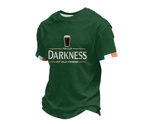 Men's Hello Darkness My Old Friend Shirt Irish Beer Top Short Sleeves O Neck Hello Darkness My Old Friend St. Patrick's Day Shirt Ireland Tee E01 3XL