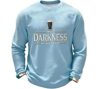 Men's Hello Darkness My Old Friend T Shirt Waffle Long Sleeve Tshirt Shamrock Irish Saint T-Shirt Lucky Clover Sweatshirts St Patricks Day Shirts Men Drink Tee