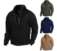 Mens Henley Jumper Mens Fleece Jumpers Half Zip Microfleece Everyday Wear Sweatshirt With Pocket Mock Neck Casual Pullover For Fall,Travelling, Walking Long-Sleeve Quarter-Zip Pullover