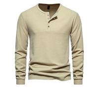 Men's Henley Long Sleeve Waffle Knit Casual Shirts - Quick Dry, Lightweight, Classic Flexible Relaxed Tracksuit Material Outdoor Hiking Tops for Lots of Color