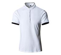 Men's Henley Neck T-Shirt Short Sleeve Basic Solid Colors Polo Shirt Stand Collar Daily Polo Shirt Tshirts White