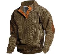 Men's Henley Pullover Sweaters Hoodies for Men Pullover with Graphic Padded Shirt Mens Fall Sweater Black Denim Jacket Mens Work Hoodie Heated Jumper Trench Coats for Men (Brown, XXL