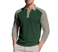 Men's Henley Shirt Long Sleeve Shirts Basic Pullover Casual Tops Shirt Henley Pullover with Buttons Breathable Sports T-Shirts Gym Training Shirts Workout Bodybuilding Activewear, Black-green, S
