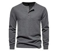 Men's Henley Shirts Long Sleeve Waffle Knitted Casual Shirts Quick Dry Lightweight Button Golf Casual Summer Shirts Classic Flexible Relaxed Tracksuit Material Outdoor Hiking Tops for Lots of Color